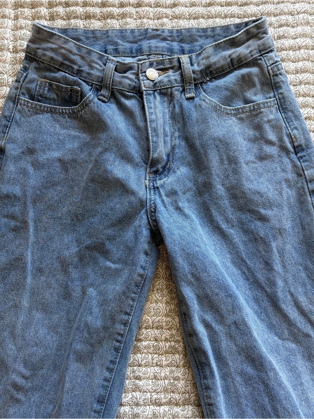 SHEIN light wash high waisted wide leg Blue Denim Jeans